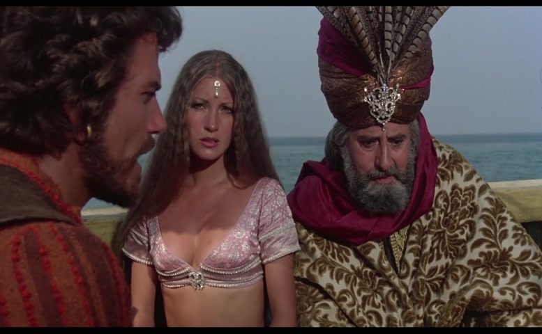 Jane Seymour Breasts Scene in Sinbad And The Eye Of The Tiger